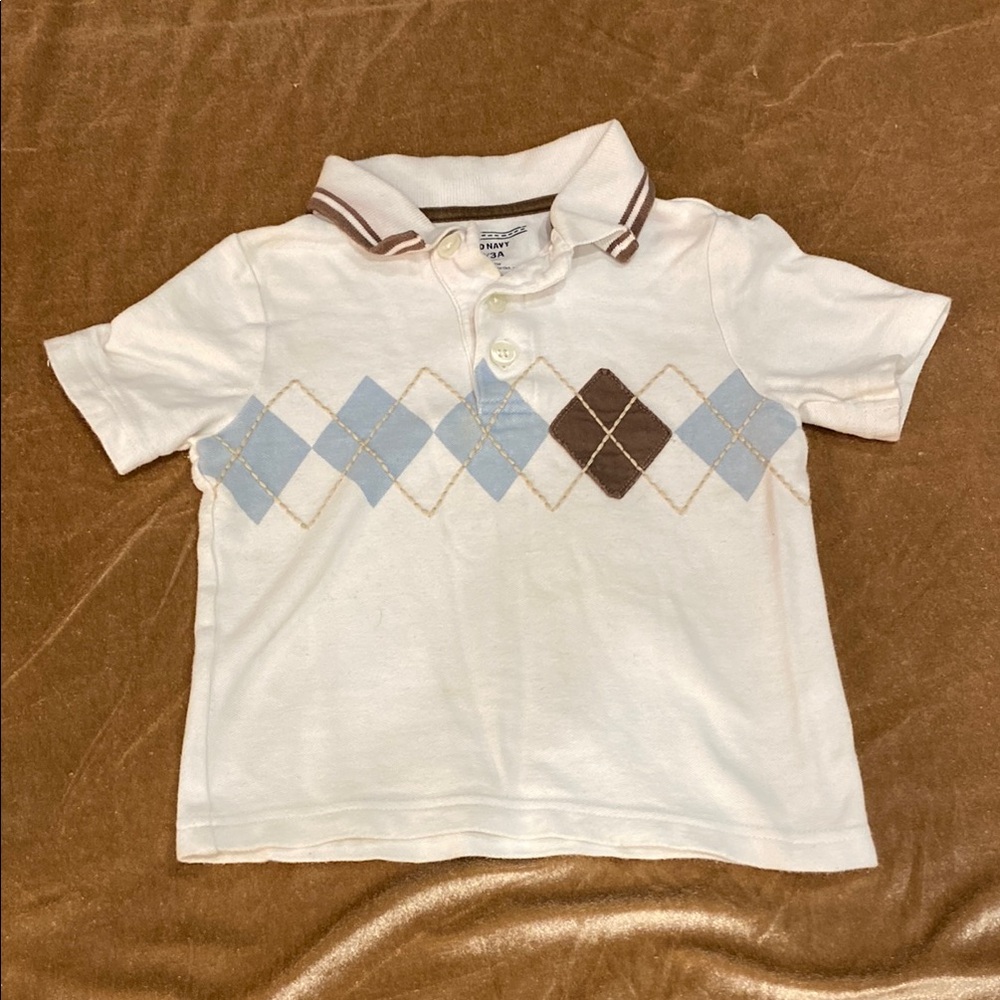 Gymboree Blue and White Polo with Argyle Pattern